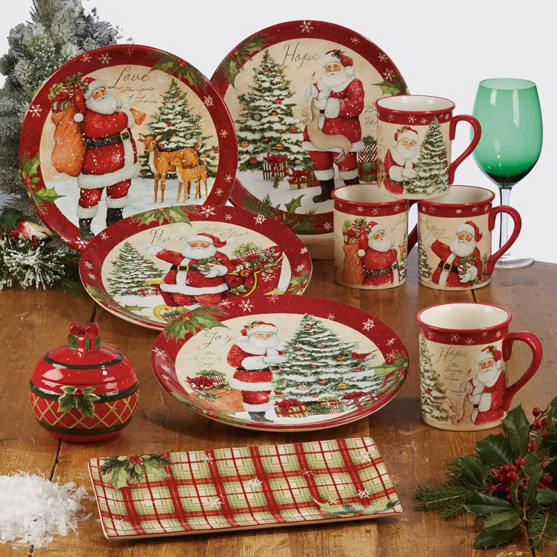 Holiday Wishes 16 Piece Dinnerware Set, Service for 4